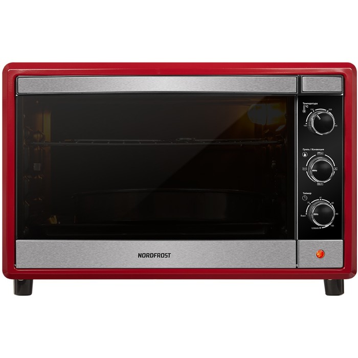 Мини-печь NORDFROST RC 450 ZR pizza, 2000 Вт, 45 л, 100-250°С, гриль, конвекция, красная