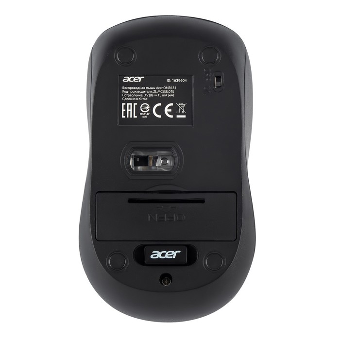 фото Мышь acer omr131 черный оптическая (1000dpi) беспроводная usb для ноутбука (2but)