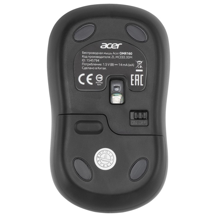 

Мышь Acer OMR160 черный оптическая (1200dpi) беспроводная USB (3but)