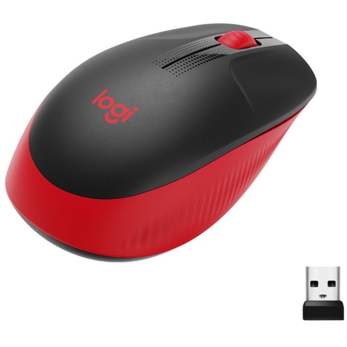 

Мышь Logitech M190 черный/красный оптическая (1000dpi) беспроводная USB (2but)
