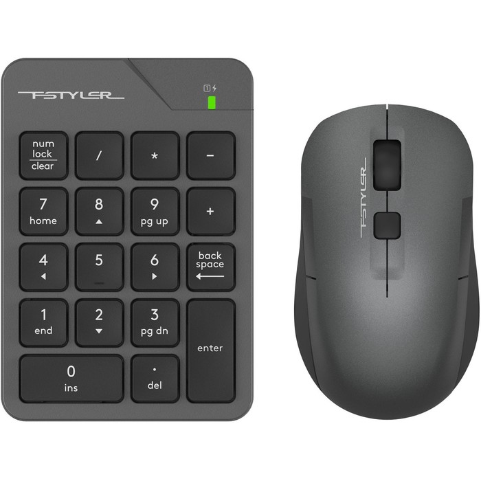 

Числовой блок + мышь A4Tech Fstyler FG1600C Air клав:серый мышь:серый USB беспроводная slim 102943