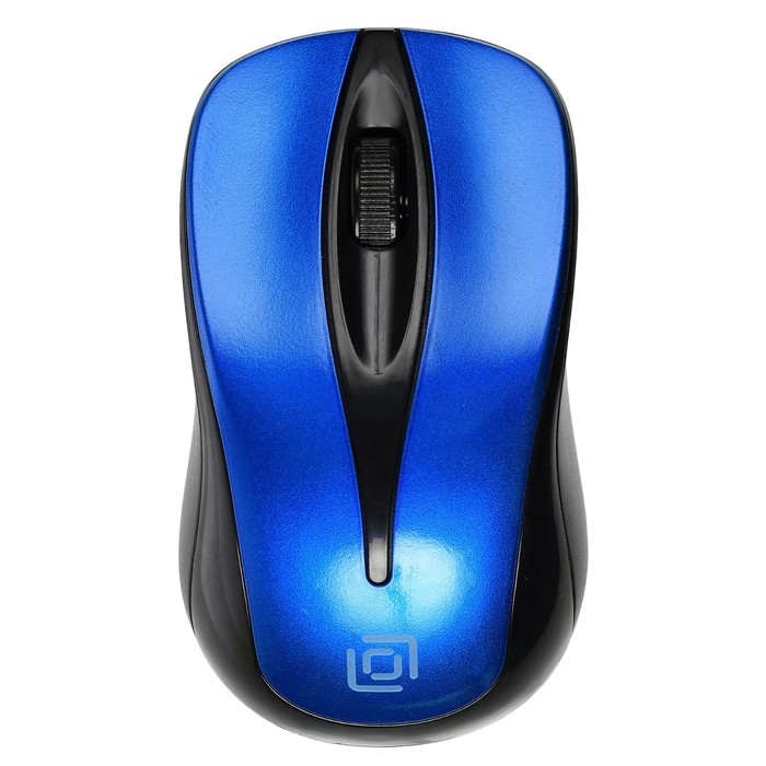 цена Мышь Оклик 675MW черный/синий оптическая (1200dpi) беспроводная USB для ноутбука (3but)