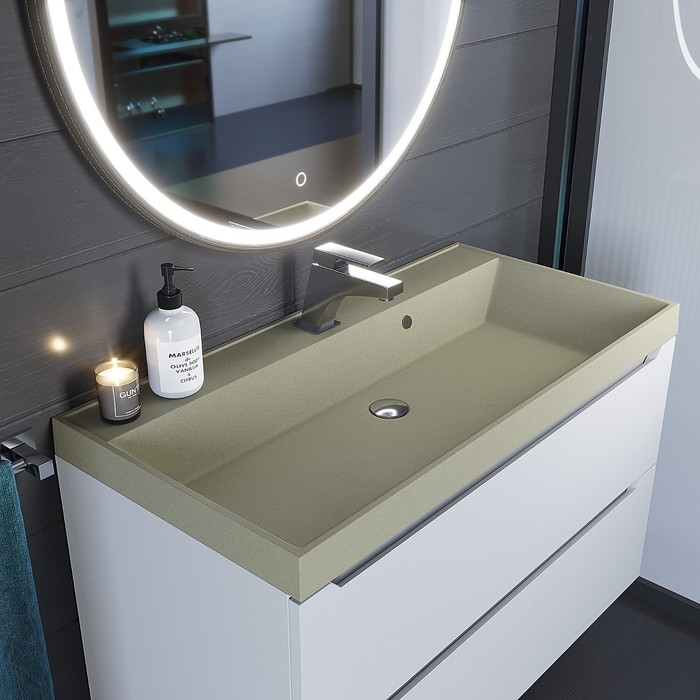 

Раковина Uperwood Classic Quartz 90 см, кварцевая, бежевая матовая, десерт