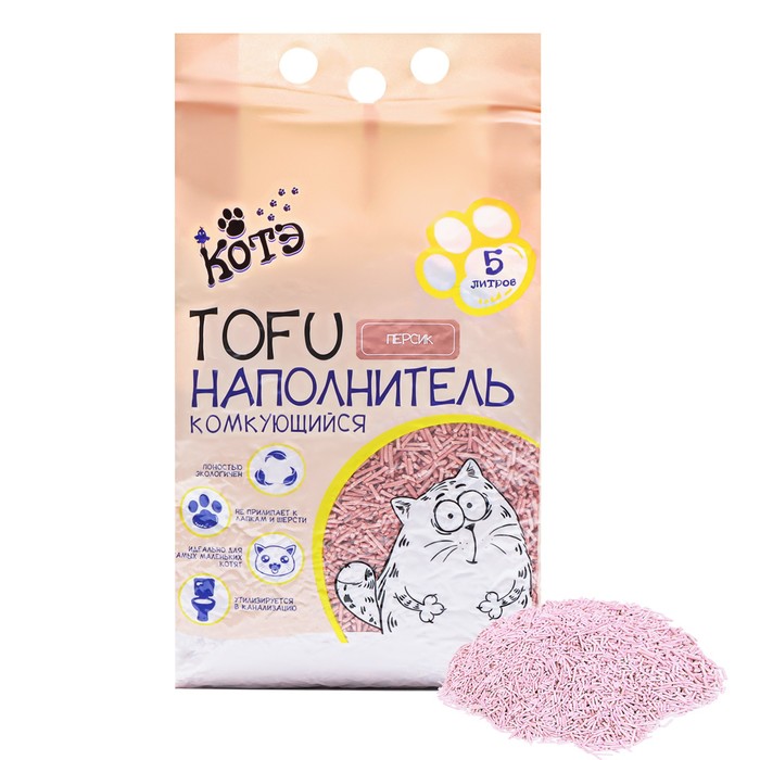 

Наполнитель тофу "Котэ", впитываемость 5 л, персик