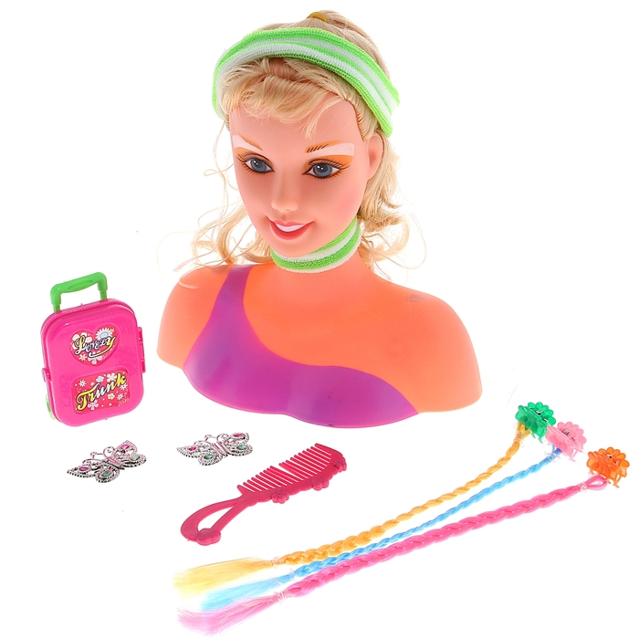 Кукла манекен для создания причесок "Красотка", с аксессуарами и накладными прядками, МИКС