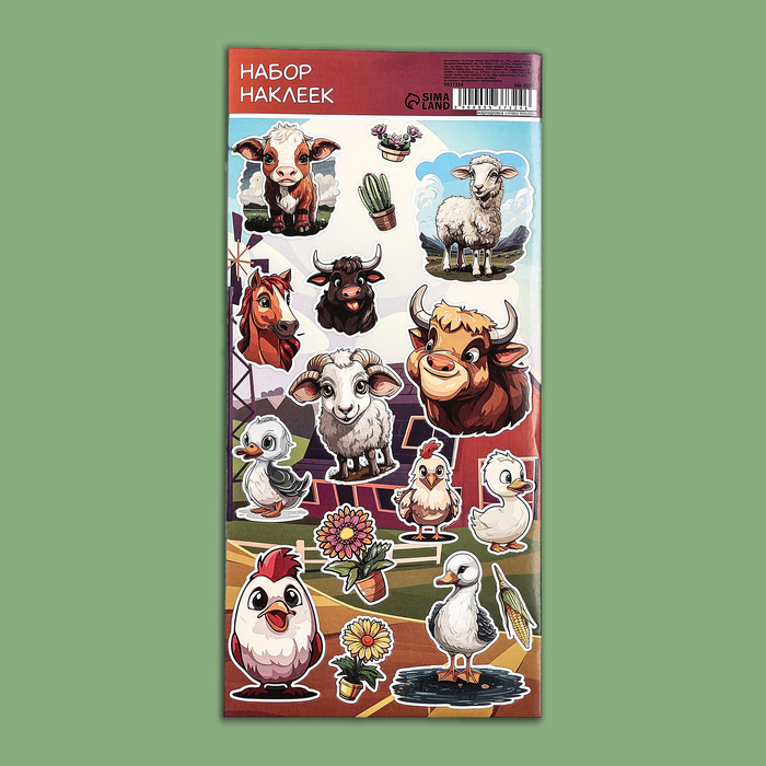 

Детские наклейки бумажные 10 х 22 см, "Ферма"