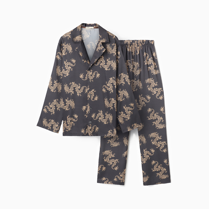 

Пижама мужская (рубашка и брюки) KAFTAN "Дракон" размер 50, графитовый