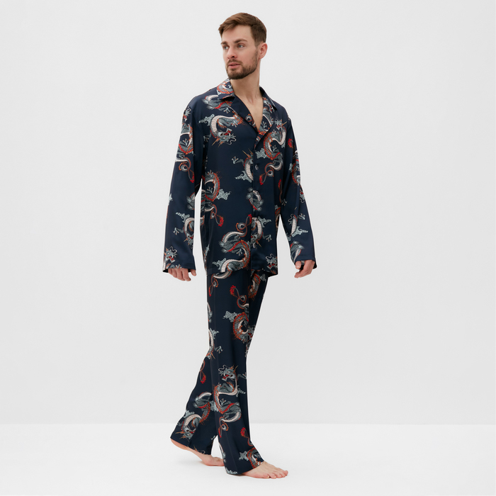 

Пижама мужская (рубашка и брюки) KAFTAN "Дракон" размер 50, синий