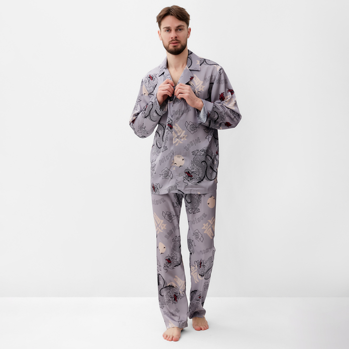 

Пижама мужская (рубашка и брюки) KAFTAN "Дракон" размер 48, серый