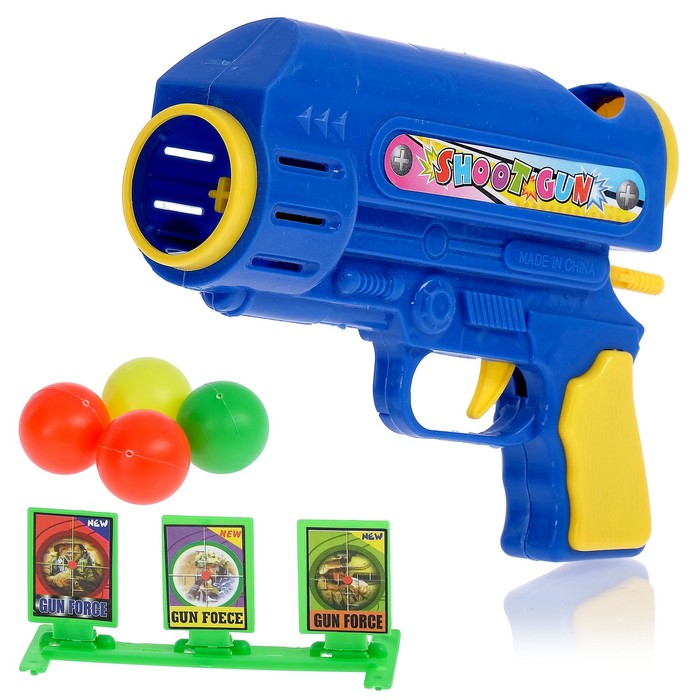 Пистолет "Стрелок", с мишенями, стреляет шариками, цвета МИКС