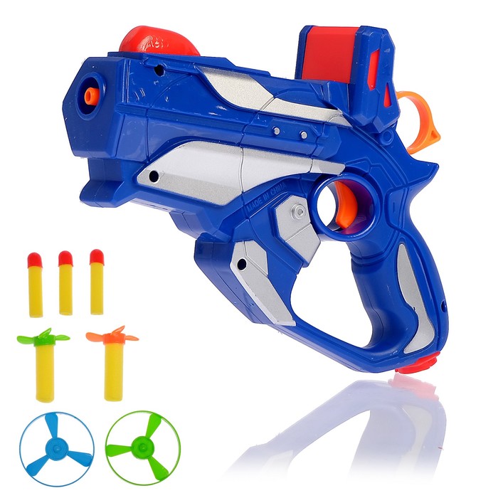 Пистолет "Атака", стреляет мягкими пулями и дисками-вертушками