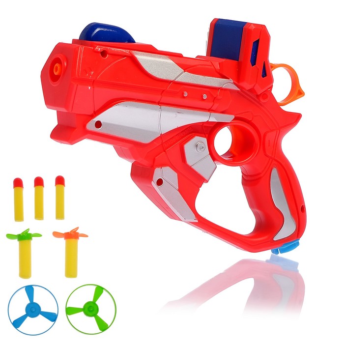 Пистолет "Атака", стреляет мягкими пулями и дисками-вертушками