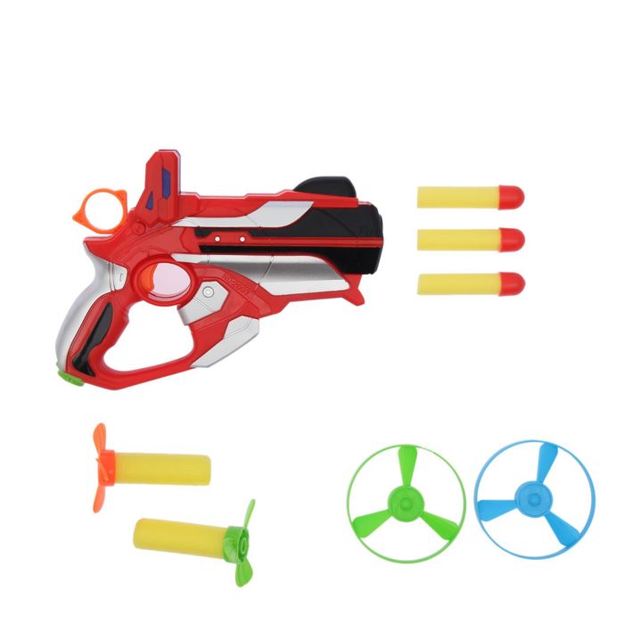 Пистолет "Атака", стреляет мягкими пулями и дисками-вертушками