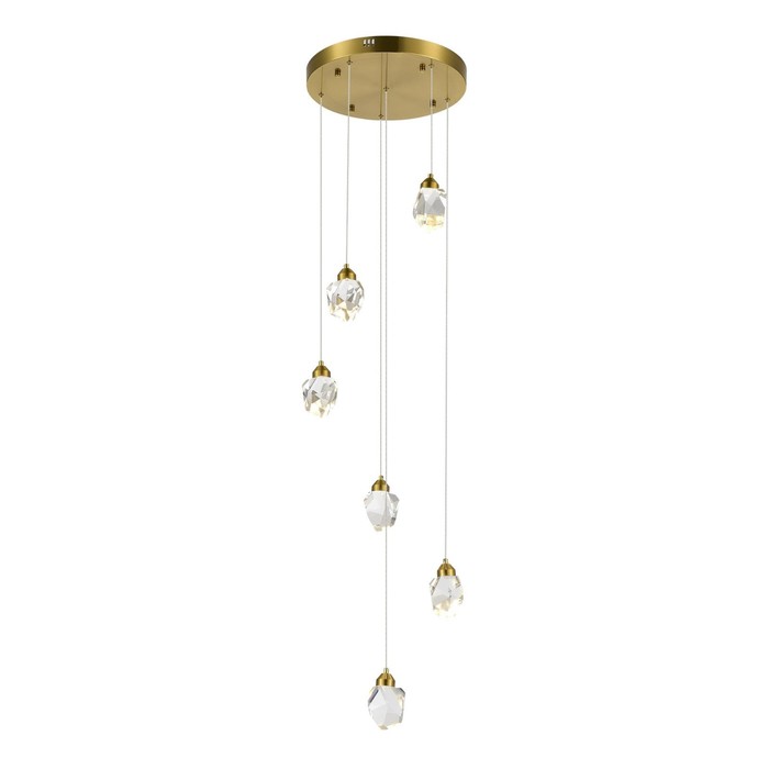 

Светильник подвесной St Luce. SL6114.203.06. Cascato. 6х3 Вт, LED, 3000K, 1980 Lm, 39х39х100 см, цвет золотистый