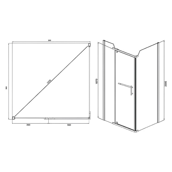 Душевое ограждение Comforty 32N, прозрачное стекло, с поддоном, 90х90х200 см