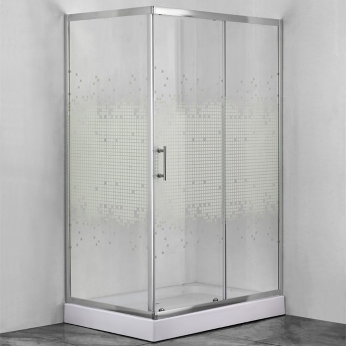 Душевое ограждение Comforty 33М, прозрачное стекло с рисунком мозайка, с поддоном, 120х80х195 см   1
