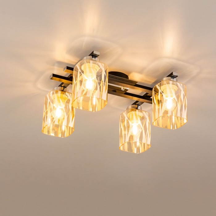 

Люстра потолочная Citilux «Сафари» CL145241, 44х34х19 см, 4х75Вт, E27, цвет коричневый