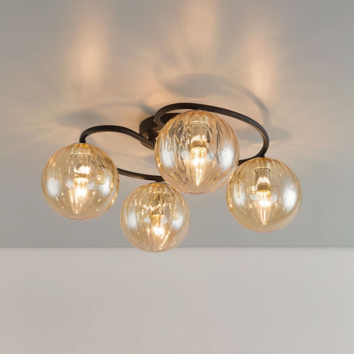 

Люстра потолочная Citilux «Эрни» CL122145, 51х51х20 см, 4х40Вт, E14, цвет черный