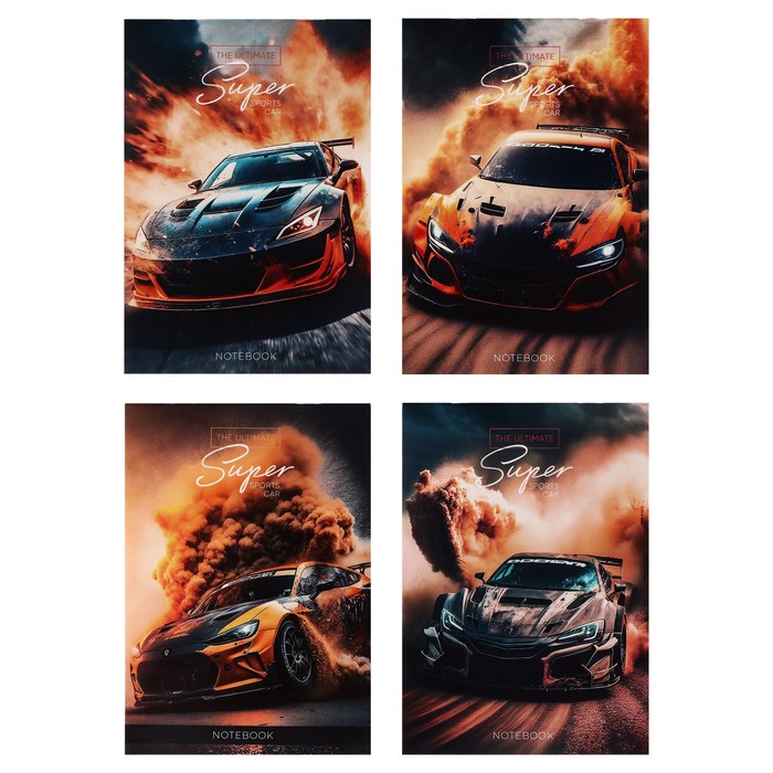 Блокнот А5 40 листов в клетку на скрепке Авто обложка мелованный картон блок офсет МИКС 34₽