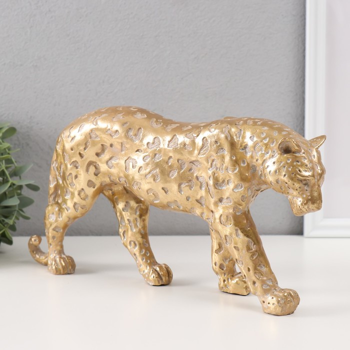 Сувенир полистоун Леопард золото 32х6,5х16 см