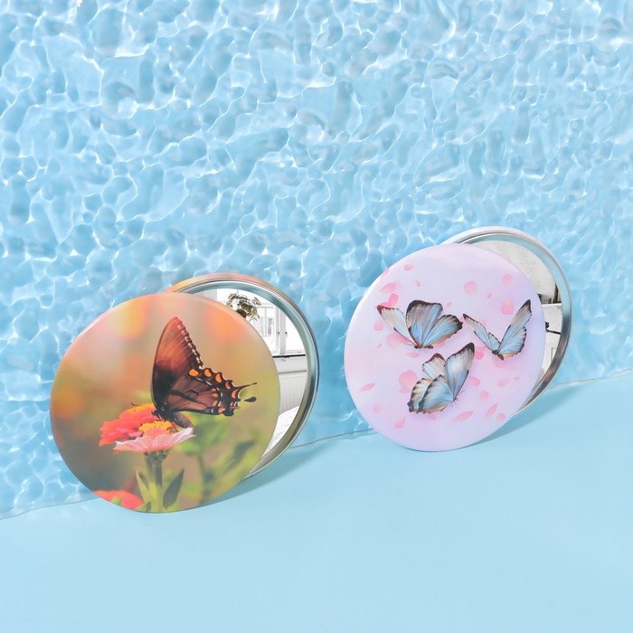 фото Зеркало карманное «бабочки», d = 7 см, цвет микс queen fair