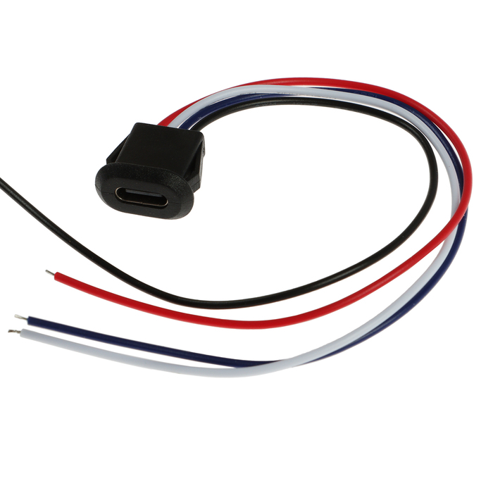

Разъем Type-C с проводом 10 см, 4 pin, 2.1 А, 5 В, черный