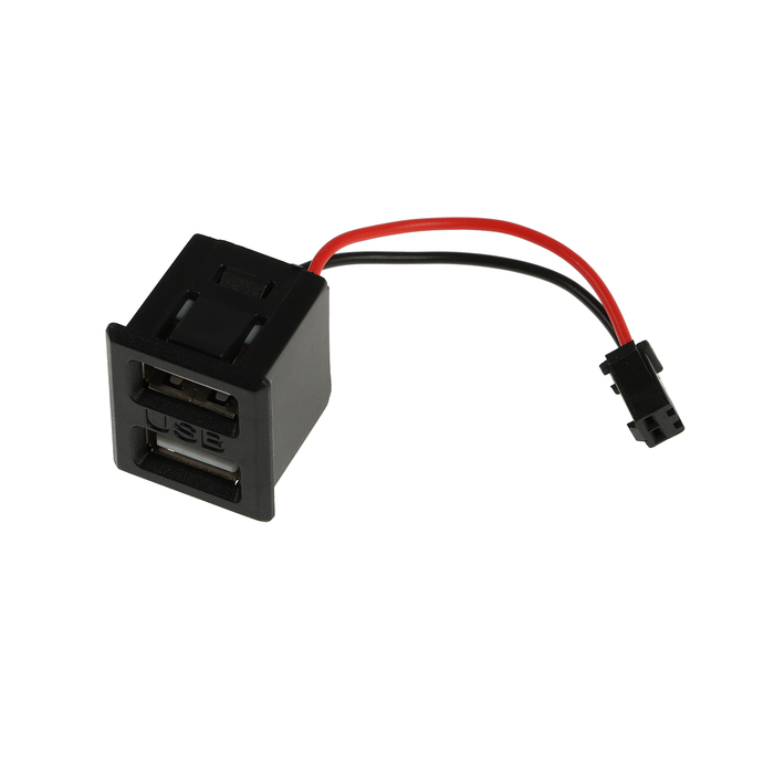 

Разъем 2 USB с проводом 10 см, 2 pin, 2.1 А, 5 В, черный