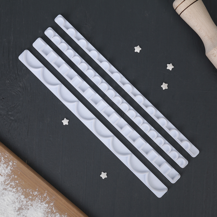 Набор печатей для марципана и теста "Тесьма" 4 шт 21,5х1,5х1 см МИКС