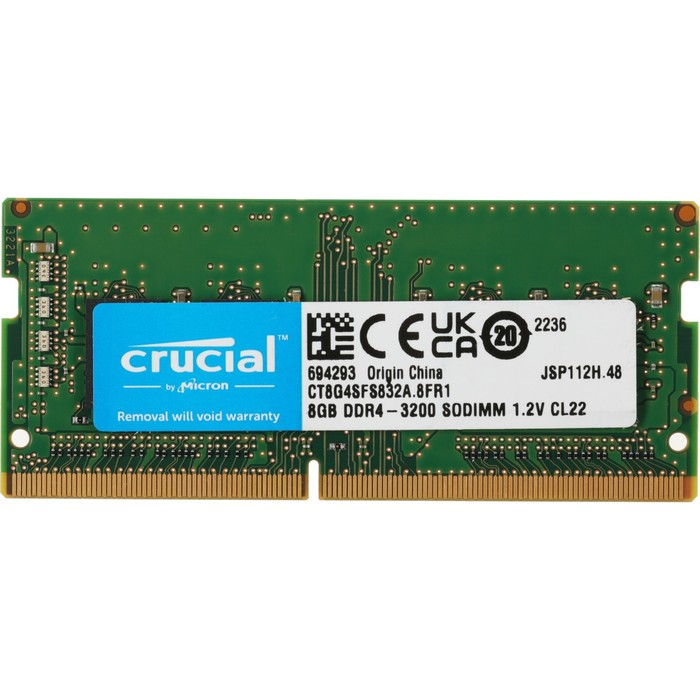 Память DDR4 8GB 3200MHz Crucial CT8G4SFS832A OEM PC4-25600 CL22 SO-DIMM 260-pin 1.2В single 102936 оперативная память ddr4 qumo dimm 32gb pc4 25600 3200mhz oem qum4u 32g3200n22