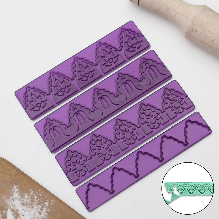 Набор печатей для марципана и теста "Бахрома" 4 шт 14х3,5х1 см