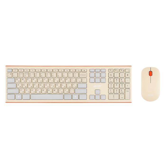 Клавиатура + мышь Acer OCC200 клав:бежевый/коричневый мышь:бежевый/коричневый USB беспровод 102943 клавиатура мышь acer occ200 белый желтый zl accee 002