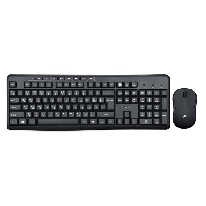 цена Клавиатура + мышь Оклик 225M клав:черный мышь:черный USB беспроводная Multimedia (1454537) 1029432