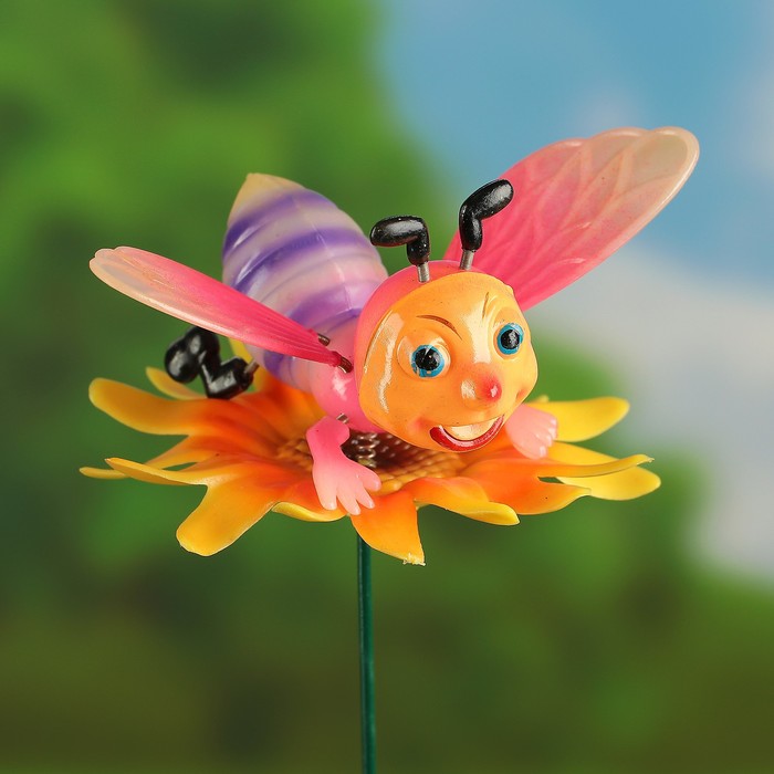 Декоративный штекер "Пчёлка на цветочке" микс
