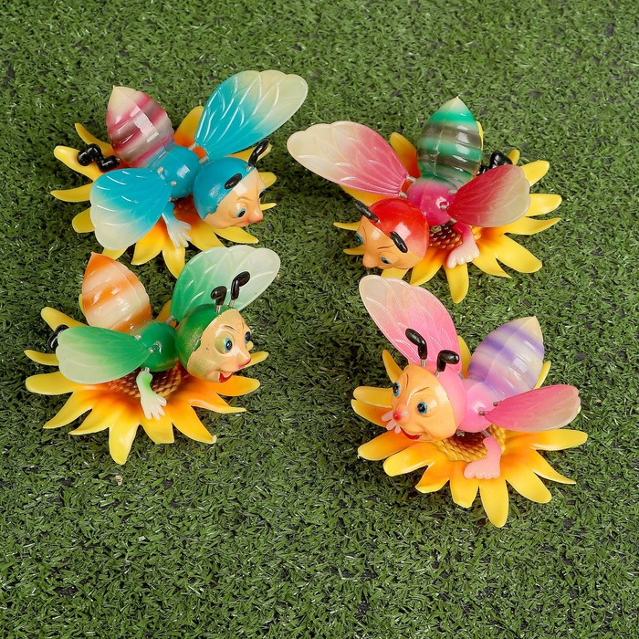 Декоративный штекер "Пчёлка на цветочке" микс