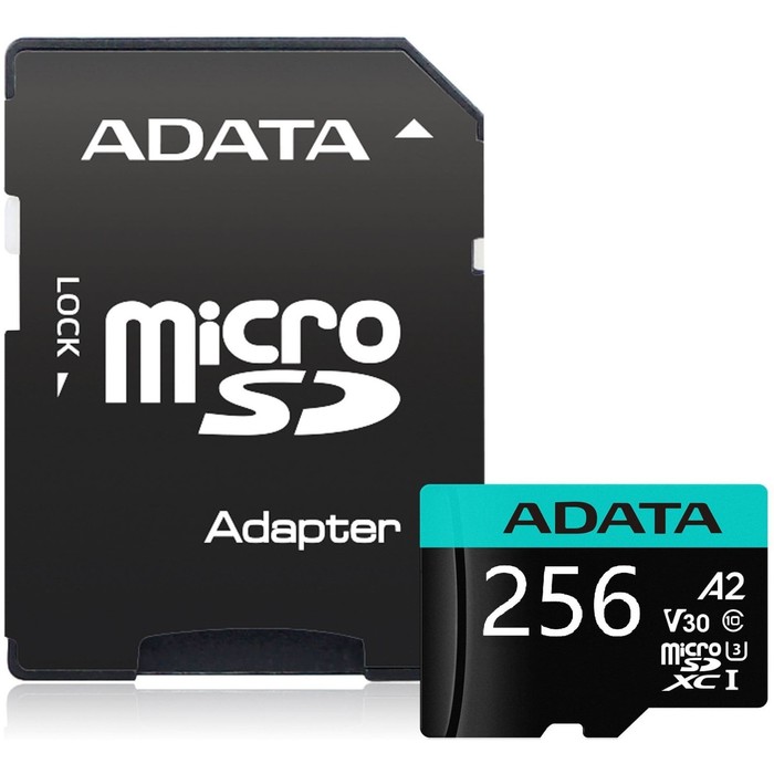 Карта памяти microSDXC A-Data 256GB AUSDX256GUI3V30SA2-RA1 Premier Pro + adapter карта памяти adata premier pro microsdxc 256gb sd adapter ausdx256gui3v30sa2 ra1 черный