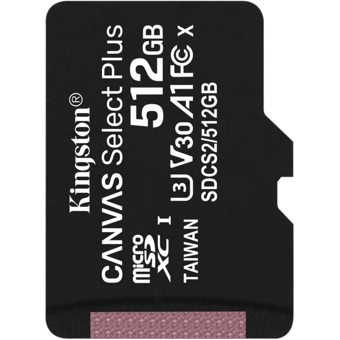 флеш карта microsdxc 512gb kingston sdcs2 512gbsp canvas select plus w o adapter Карта памяти microSDXC Kingston 512GB SDCS2/512GBSP Canvas Select Plus w/o adapter