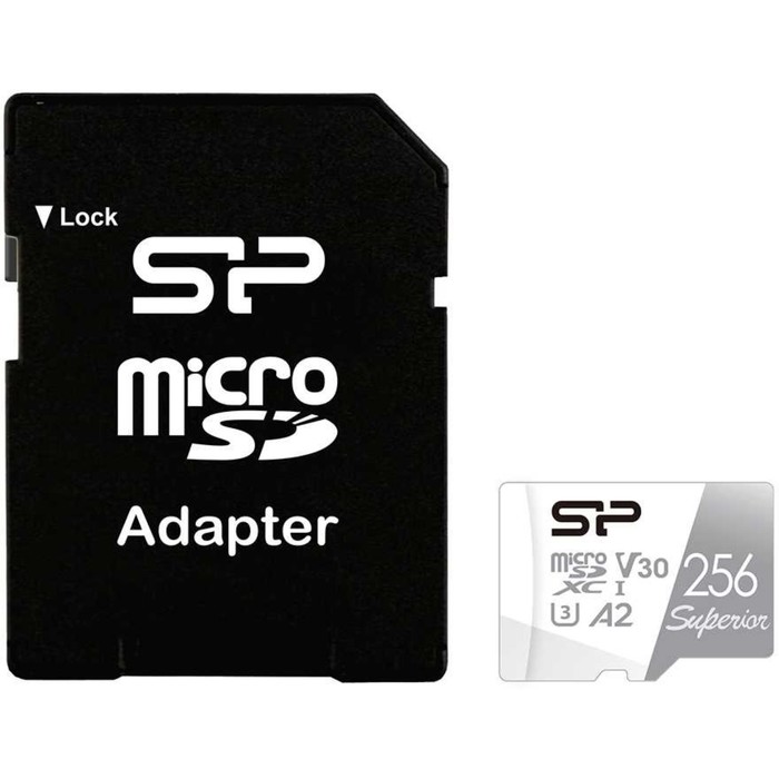 цена Карта памяти microSDXC Silicon Power 256GB SP256GBSTXDA2V20SP Superior + adapter