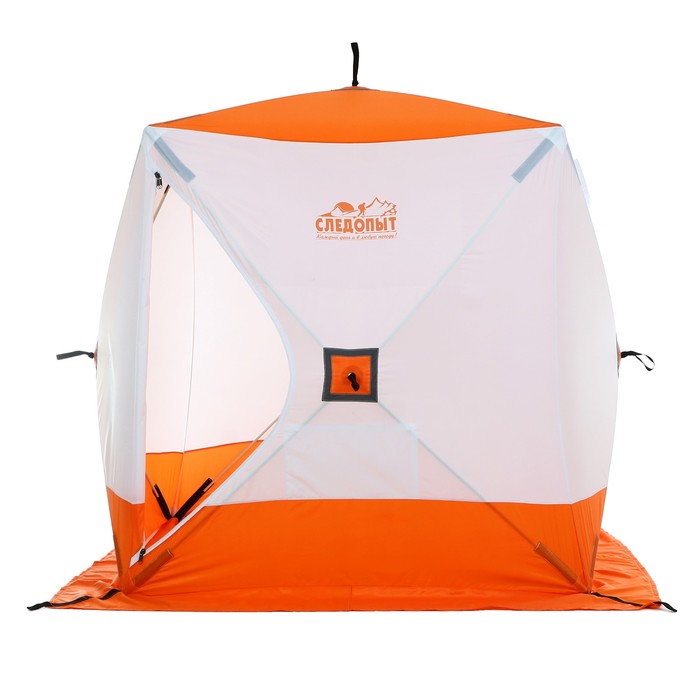 фото Палатка зимняя куб следопыт 1.5 х 1.5 м, ткань oxford, цвет оранжево-белый,