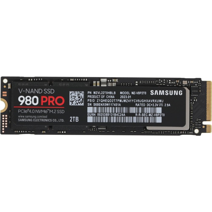 Накопитель SSD Samsung PCIe 4.0 x4 2TB MZ-V8P2T0BW 980 PRO M.2 2280 жесткий диск ssdm 2 2tb samsung 980 pro pcie 4 0 r7000 w5000 mb s mz v8p2t0bw 1200tbw