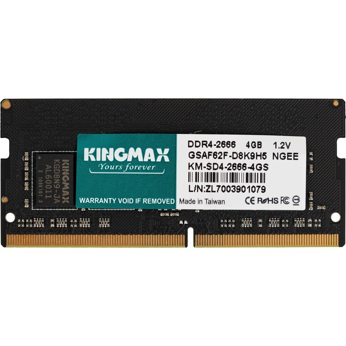 фото Память ddr4 4gb 2666mhz kingmax km-sd4-2666-4gs rtl pc4-21300 cl19 so-dimm 260-pin 1.2в dua 102936