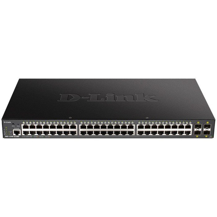 Коммутатор D-Link DGS-1250-52XMP/A1A 48G 4SFP+ 48PoE+ 370W управляемый коммутатор d link dgs 1210 52mp f 48g 4sfp 48poe 370w настраиваемый