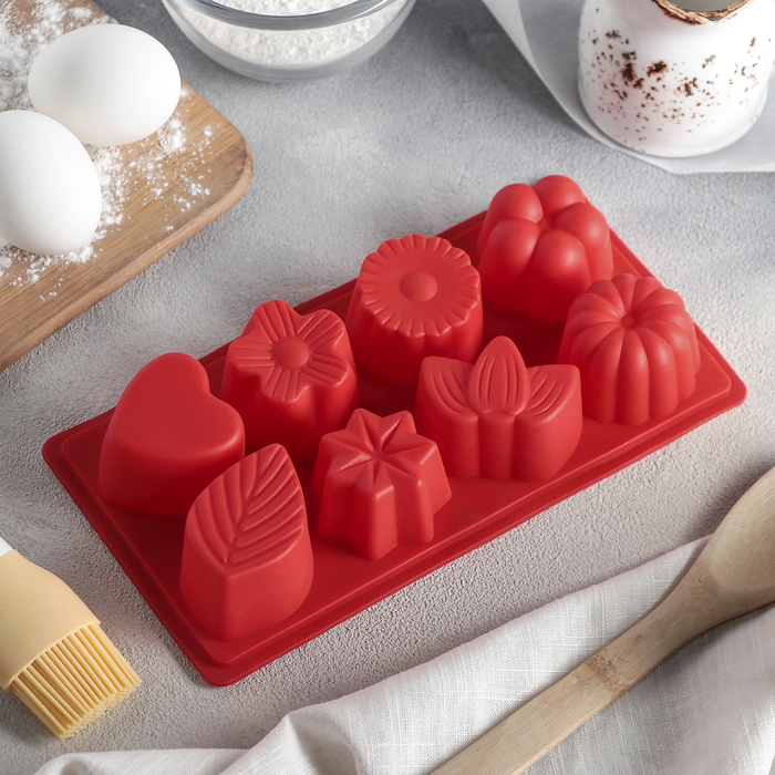 Форма для выпечки "Листопад", 8 ячеек, цвета МИКС