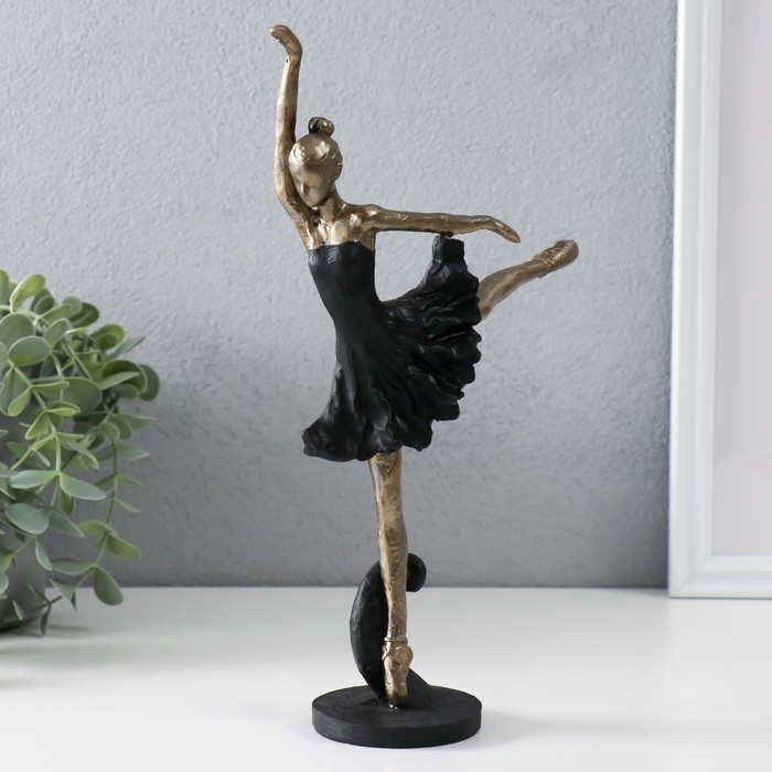 Сувенир полистоун Танцующая балерина бронза с чёрным 19х7х28 см
