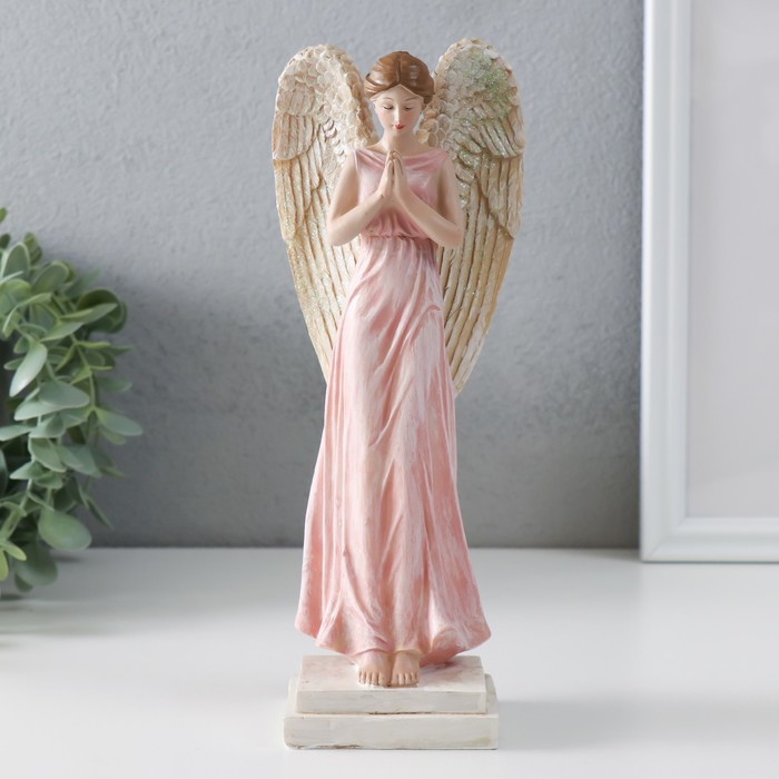 цена Сувенир полистоун Девушка-ангел в розовой тоге 9х7,5х23 см