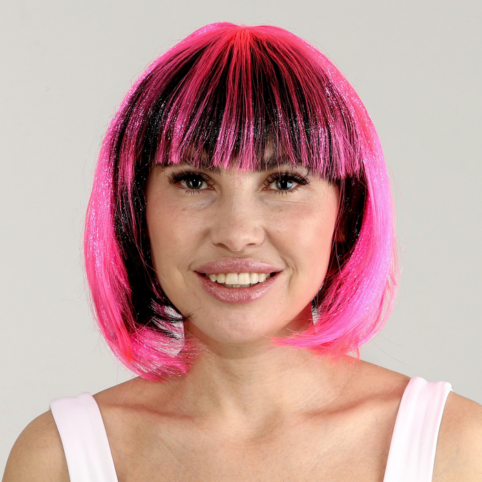 Карнавальный парик «Милашка», цвет чёрно-розовый фотографии