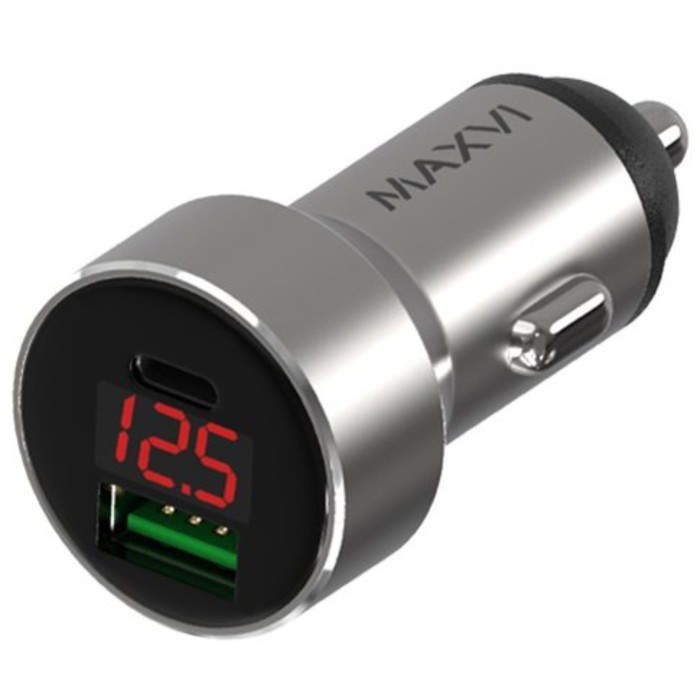 Автомобильное зарядное устройство Maxvi (CCM-M602PD) USB A+USB-C, серебро автомобильное зарядное устройство maxvi ccm m602pd led черный