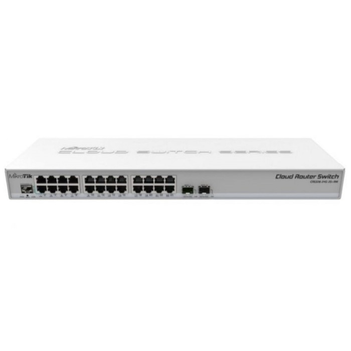 Коммутатор MikroTik CRS326-24G-2S+RM 24G 2SFP+ управляемый коммутатор mikrotik crs326 24g 2s rm cloud router switch 326 24g 2s rm with 800 mhz cpu 512mb ram 24xgigabit lan 2xsfp cages routeros l5 or switc