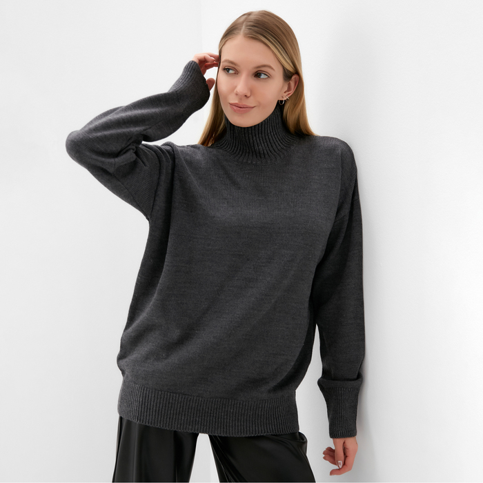 

Джемпер вязанный женский MINAKU:Knitwear collection цвет антрацит, р-р 50-52