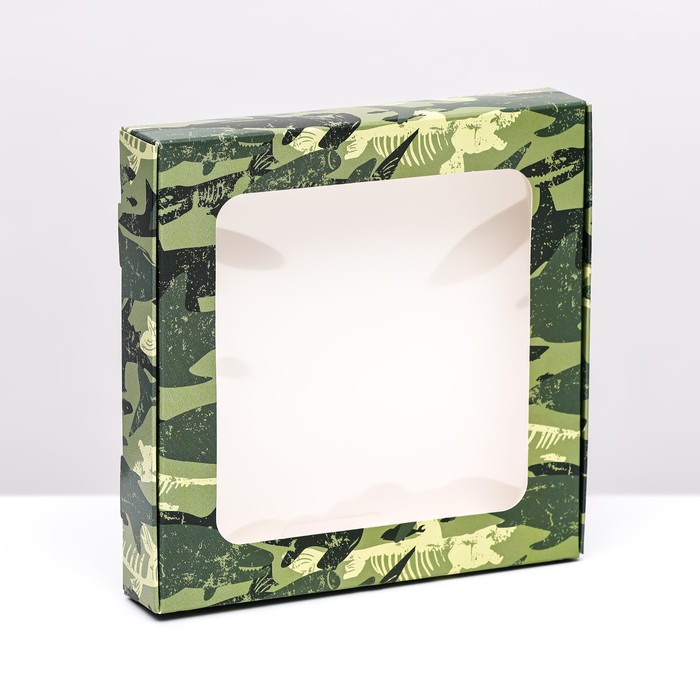 Коробка самосборная, Военная, 16 х 16 х 3 см