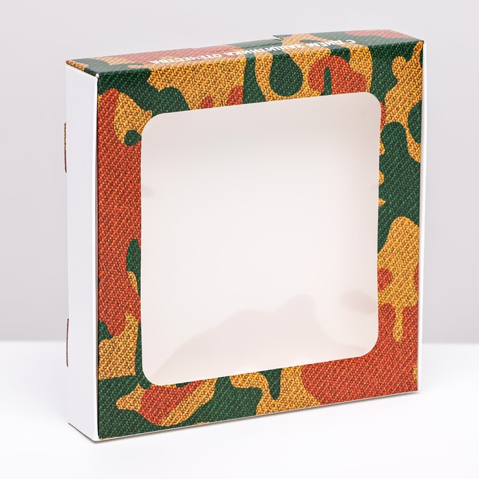 Коробка самосборная, Камуфляж, 16 х 16 х 3 см